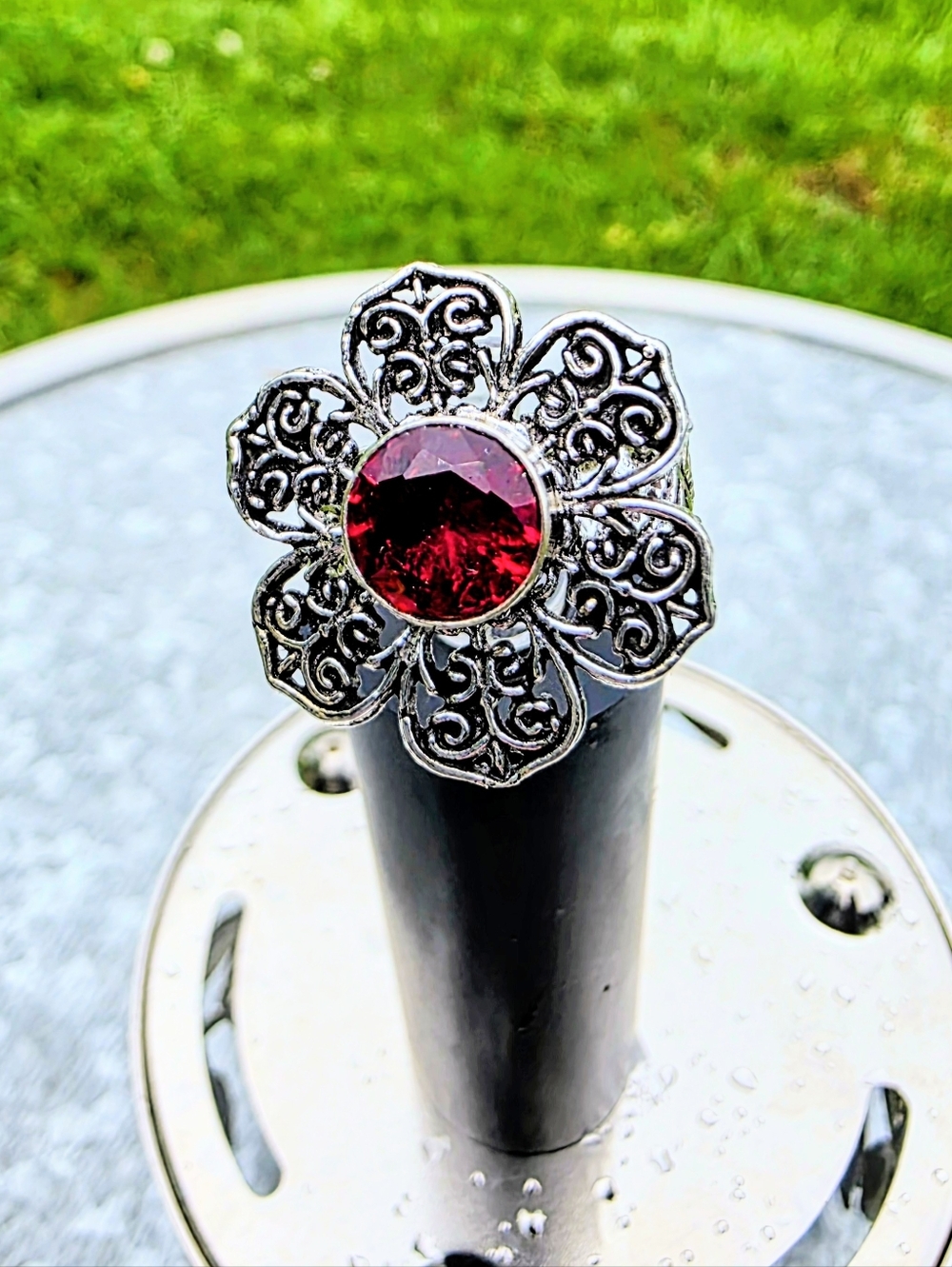 Mozambique Garnet Gemstone Ring In 925 Sterling Silver Filagree (7)